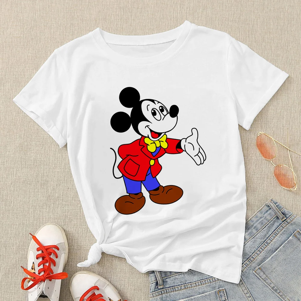 

T Shirt Women Kawaii Top Cartoon Mr. Gentleman Mickey Graphic Tees Funny Harajuku Disney T-shirt Unisex Fashion Tshirt Female