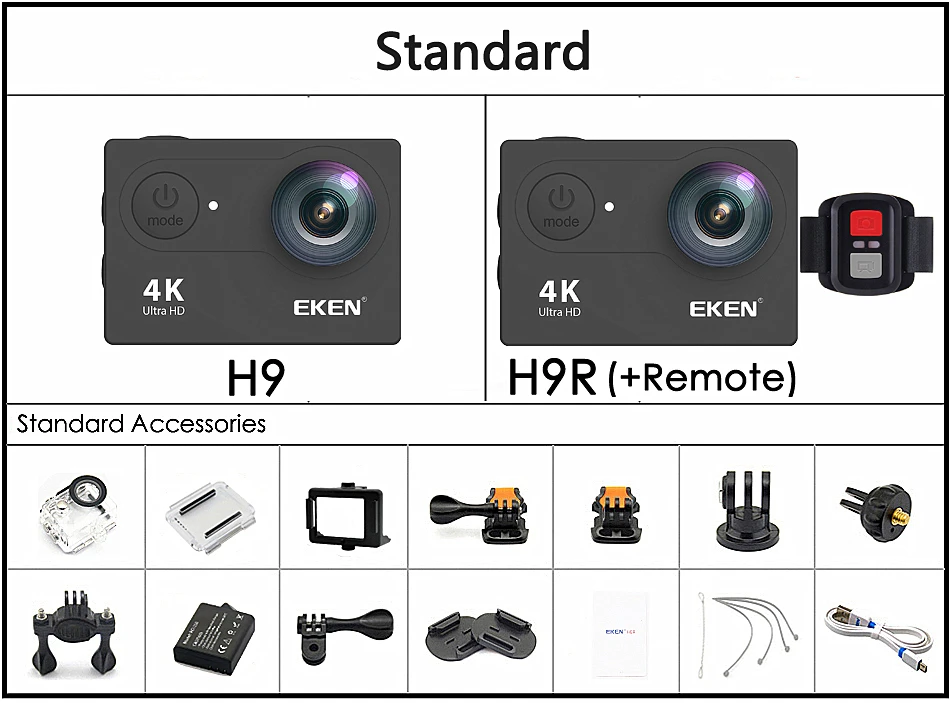 Оригинальная Экшн-камера eken H9/H9R Ultra HD 4 K/30fps, WiFi, 2,0 дюйма, 170D, водонепроницаемая, для подводной съемки, на шлем, Vedio go Sport pro Came