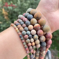 6810mm natural picasso jaspers frost round multicolor loose stone beads for jewelry making diy necklace bracelets strand 15