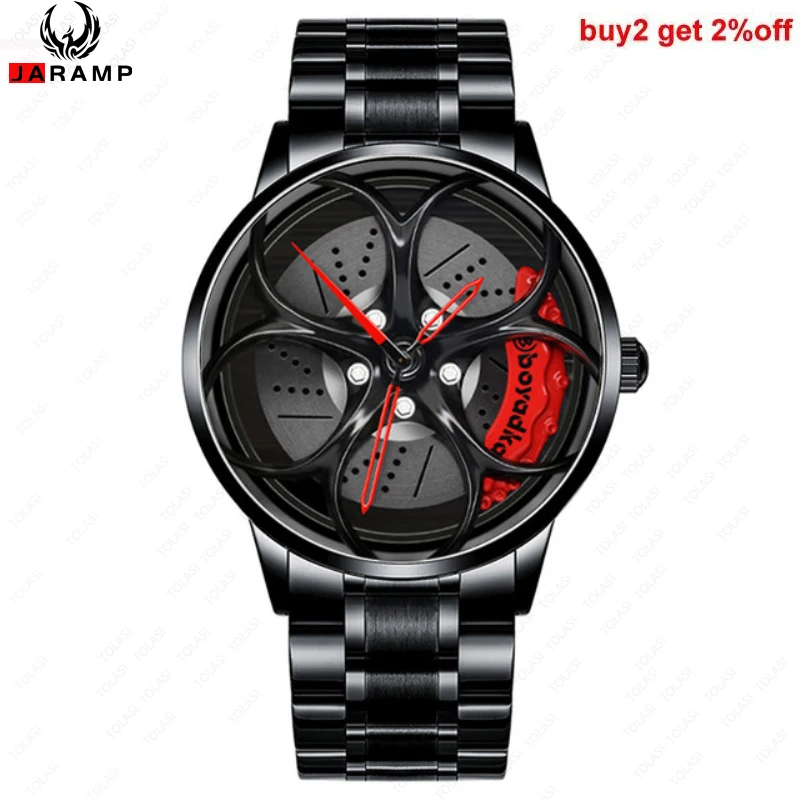 

Stainless steel Watch Hub Custom Design Sports Car Rim Sports Watch Waterproof Creative Male Watch Mens Wheel Wristwatch Clock