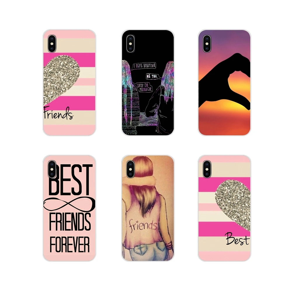 for apple iphone x xr xs 11pro max 4s 5s 5c se 6s 7 8 plus ipod touch 5 6 transparent tpu case happy best friend card bff mobile free global shipping