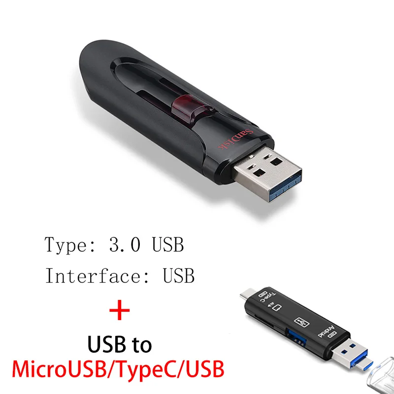CZ600 Y211 Флеш-накопитель sandisk 128 Гб 64 ГБ 32 ГБ 256 ГБ USB флеш-накопитель 32 64 128 16 ГБ флеш-накопитель 3,0 USB флеш-накопитель для телефона - Цвет: CZ600 Y211