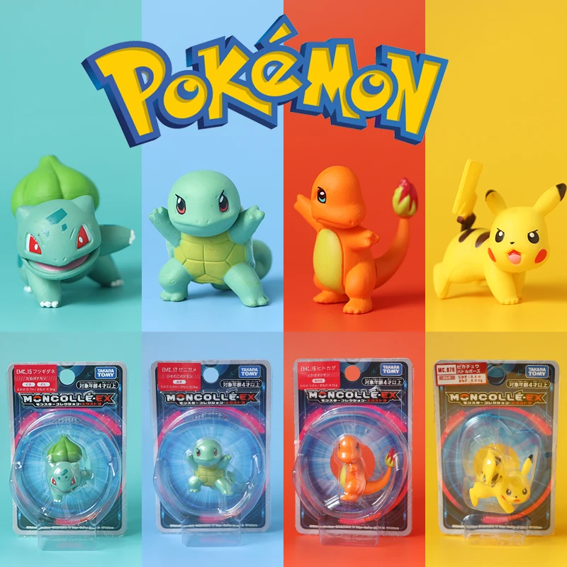 

TAKARA TOMY Genuine Pokemon Pikachu Charmander Squirtle Bulbasaur Cute Action Figure Ornament Model Toys