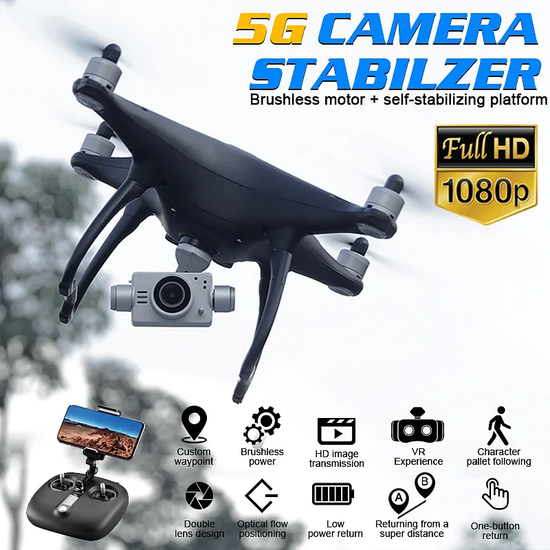 Глобальный Дрон Профессиональный следящий за мной Дрон на ру 5G Wi-Fi FPV долгое время Летающий Квадрокоптер gps Дроны с камерой HD 1080P VS SG906 F11
