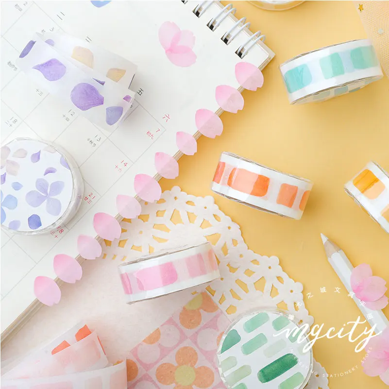 Kawaii акварель растения Diy цветы декоративная лента васи Скрапбукинг планировщик