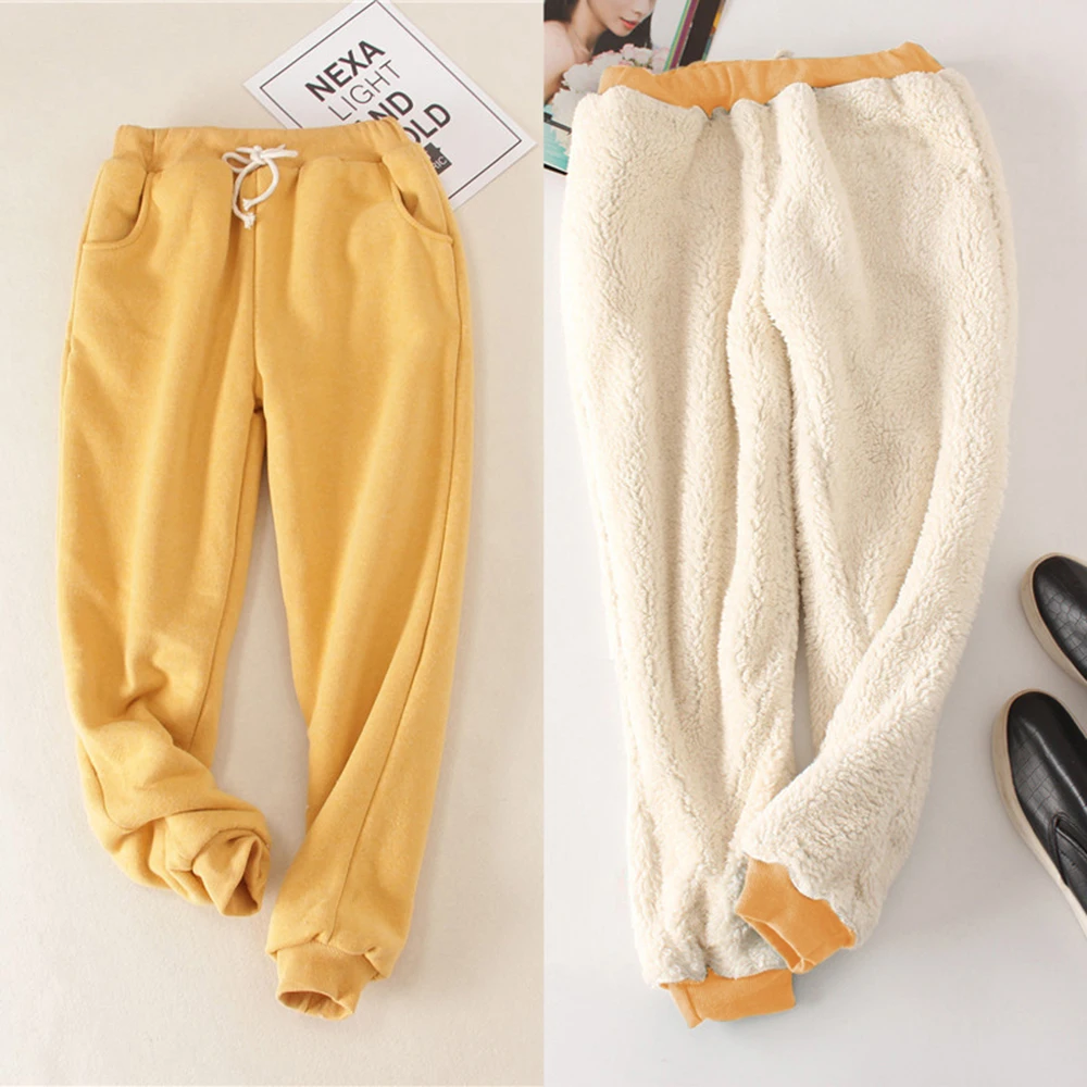 Женские длинные брюки бархатные спортивные штаны с карманами плюс размер зимние