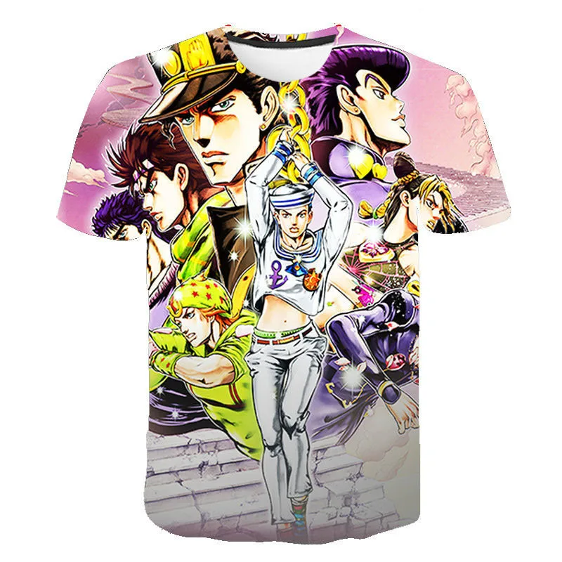 

Boys and girls anime cartoon hip-hop summer round neck casual short-sleeved T-shirt 2021 new Harajuku street clothing street sty