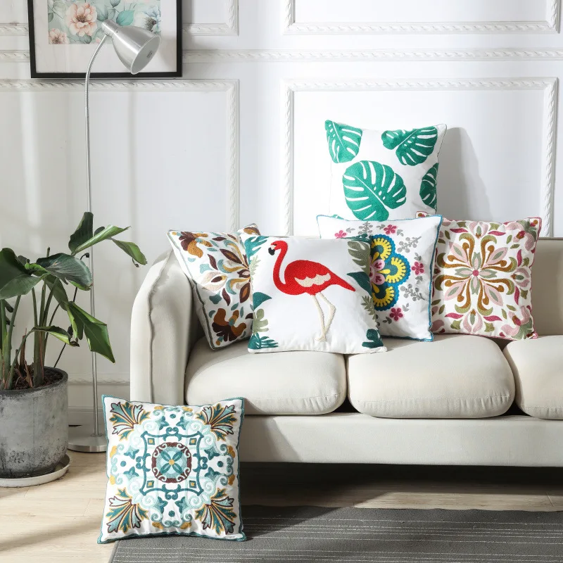 ZENGIA геометрической формы в стиле бохо Вышитый Чехол для подушки Винтаж Цветочная