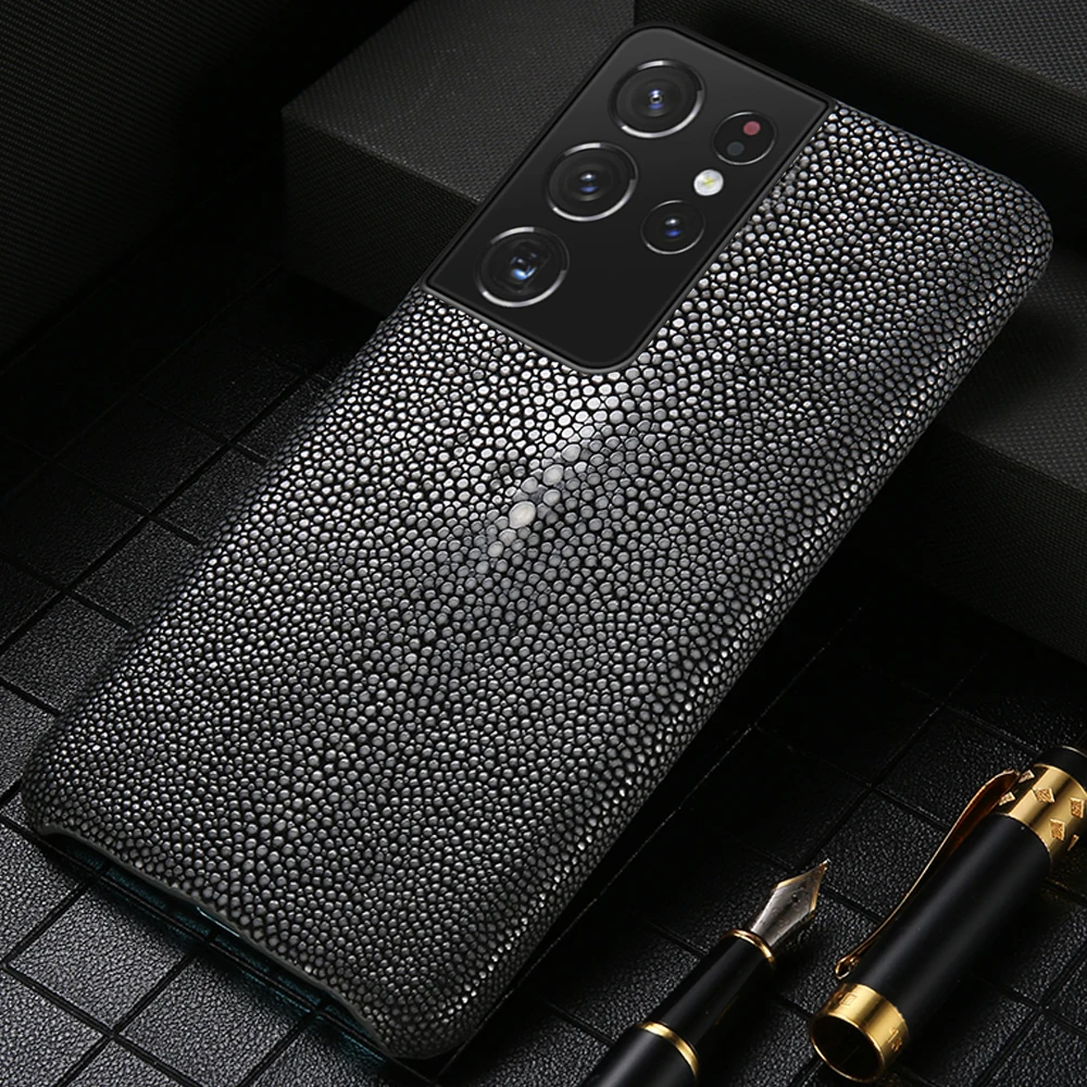 

LANGSIDI Luxury Stingray Phone Case For Samsung S21 plus S20FE S20 ultra S10 Genuine leather cover For Galaxy s21 Ultra note 20