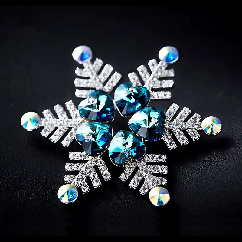 CDE Элегантные Броши Снежинка с кристаллами в виде сердца для женщин Стразы Pin