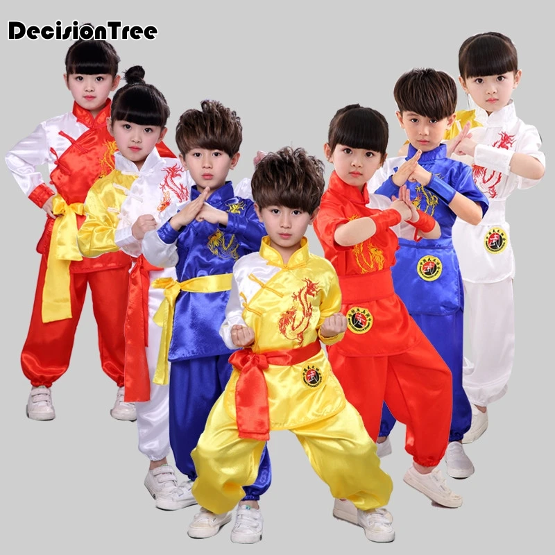 

2021, Детские Китайские комплекты для девочек и мальчиков в стиле кунг-фу, традиционное боевое искусство, вышитая ушу дракона, китайская одежд...