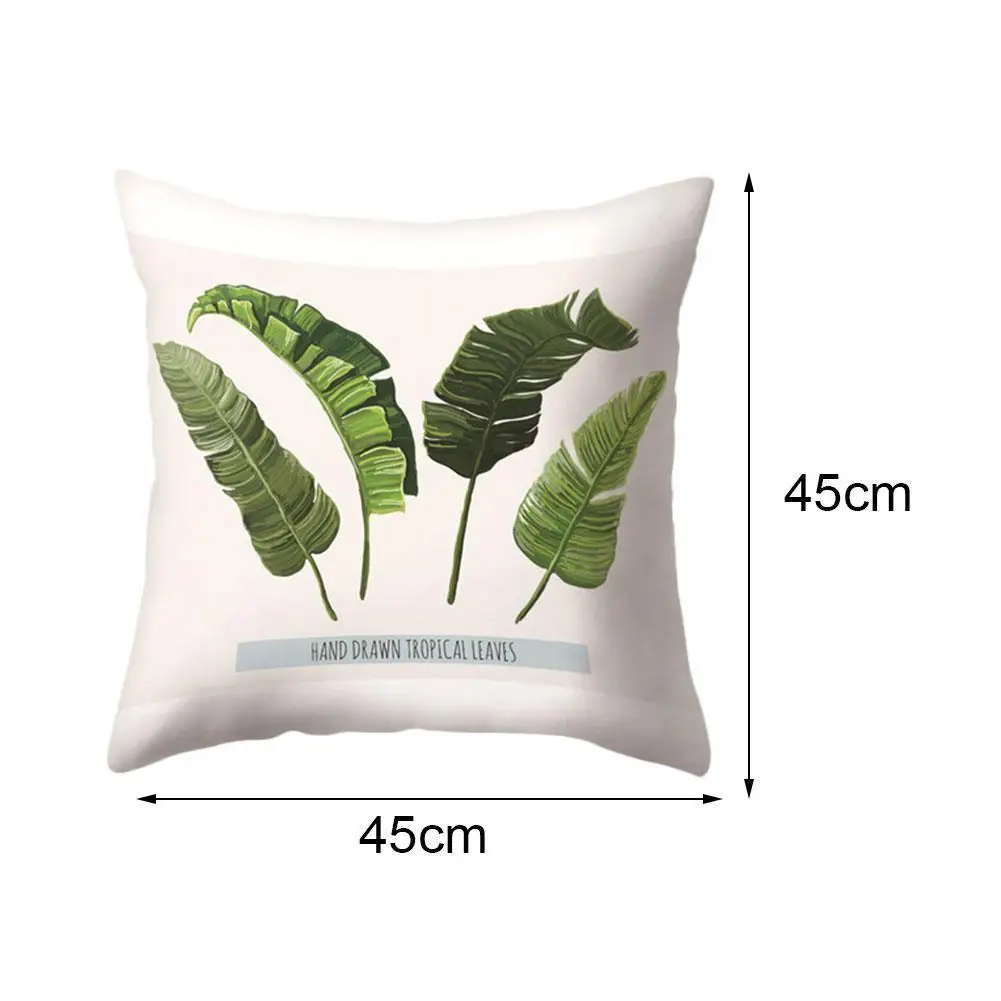 

Summer Tropical Plants Pillow Case Pillowcase Green Leaves Throw Pillow Case Polyester Printing Pillow Cover 45*45cm