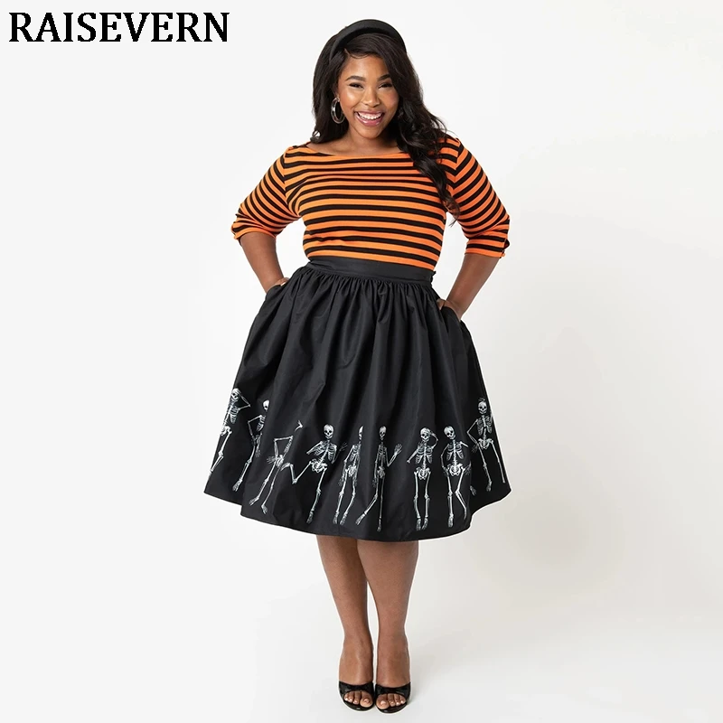 Женская плиссированная повседневная юбка на Хэллоуин с высокой талией и 3D