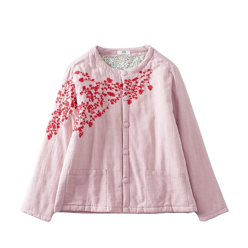 

Cotton Chinese Style Clothing Women Jackets 2021Autumn Winter Quilted Tang Suit Cheongsam Top Warm Retro Outwear Jacket