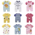 Комбинезон для младенцев, хлопковый цельнокроеный Детский комбинезон с короткими рукавами, Одежда для новорожденных