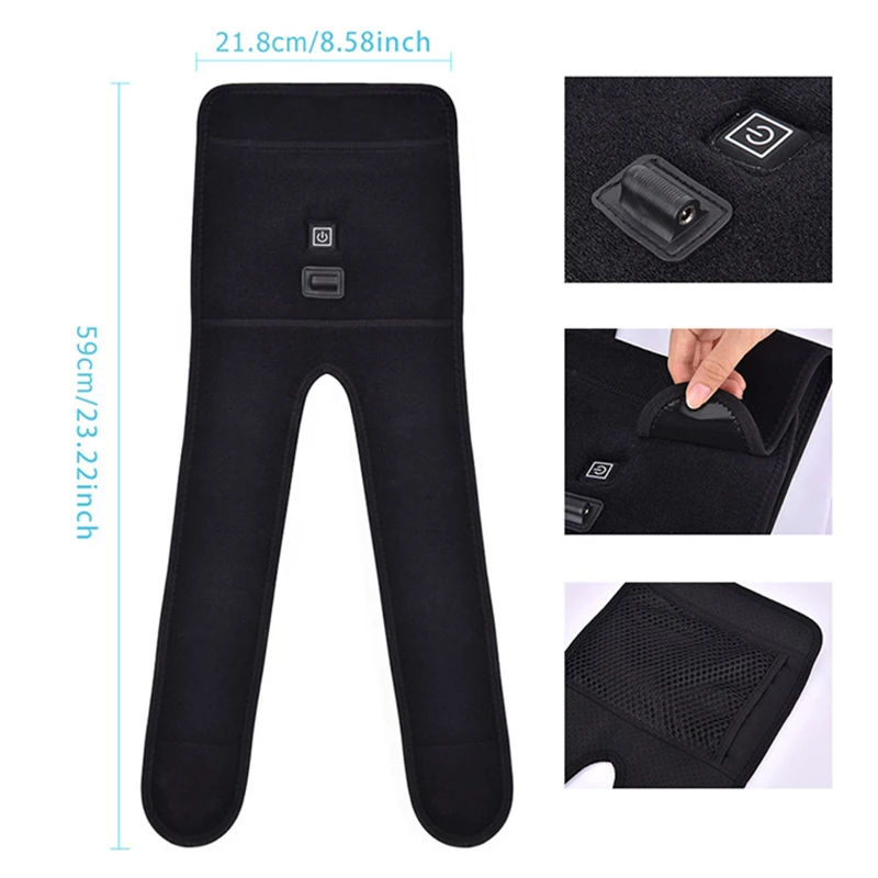 

USB Heated Knee Brace Pad Wrap Rechargeable Heating Pad Kneepad Therapy Wrap Arthritis Pain Relief Electric Massager XA100U