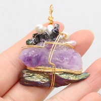 natural irregular amethyst pearl pendant handmade crafts diy necklace jewelry accessories gift making for woman size 50x55mm