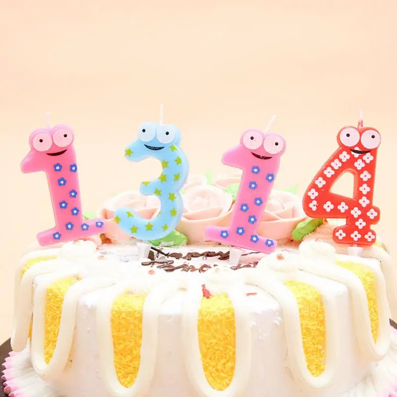1 шт. новые свечи на день рождения с изображением милой лягушки животных цифры