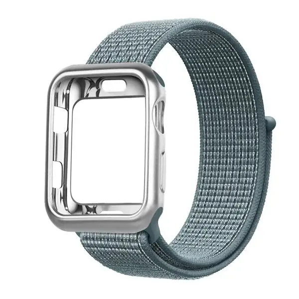 Celestial Teal Ремешок для часов apple Watch band Спортивная петля correa apple watch 4 3 iwatch band 38 мм 42 мм 44/40 мм нейлоновый браслет+ чехол для часов - Цвет ремешка: Celestial Teal