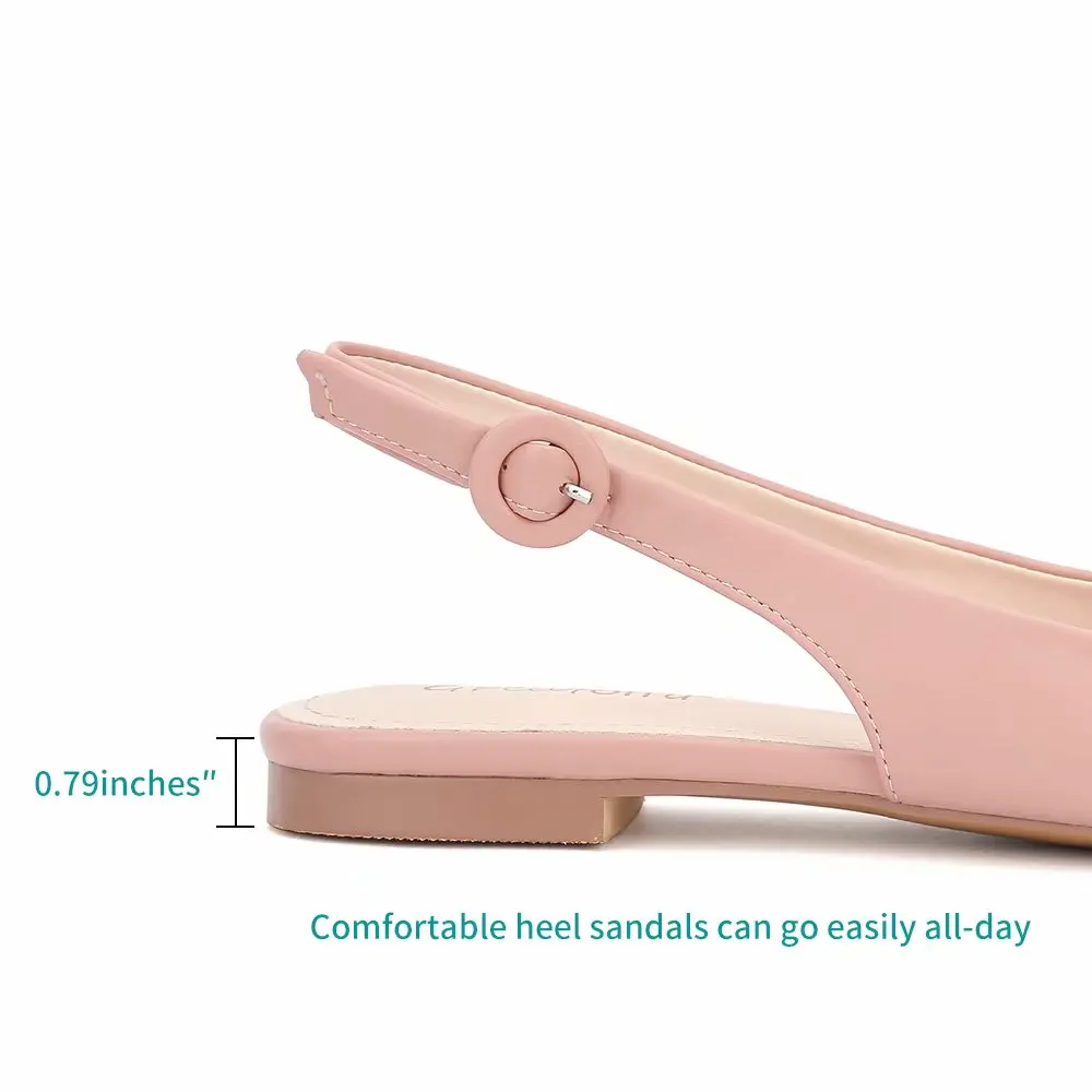 

MaxMuxun Womens Low Heels Sandals Ladies Fashion Pointed Toe Sling Back Flat Chunky Heels Casual Court Shoes