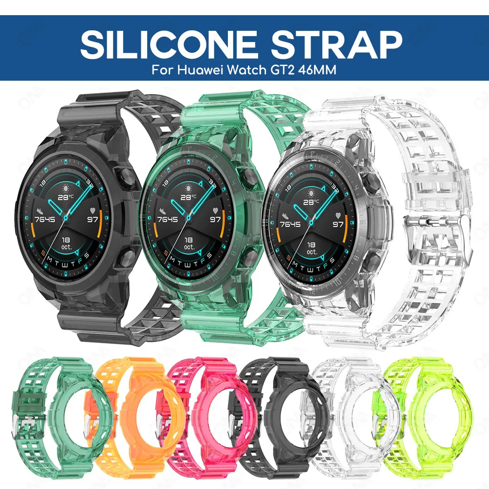 

Band for Huawei Watch GT 2 46MM Silicone Bands Replacement for Huawei GT2 Smartwatch Crystal TPU Sport Straps Accessories