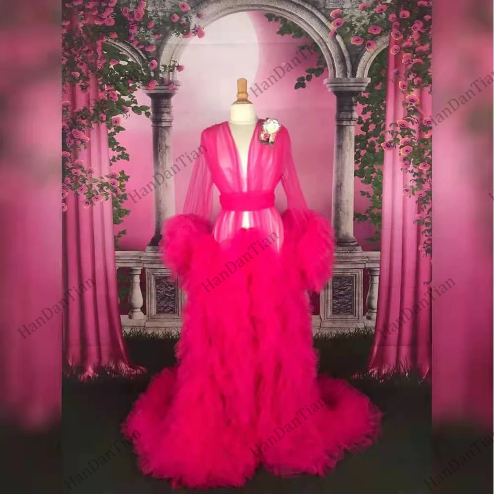 Женский прозрачный халат с длинным рукавом S-XL цвет в ассортименте