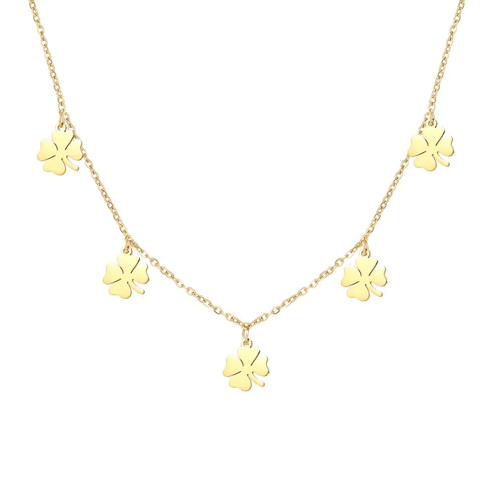 Ожерелья из нержавеющей стали в виде клевера золотой серебряный цвет