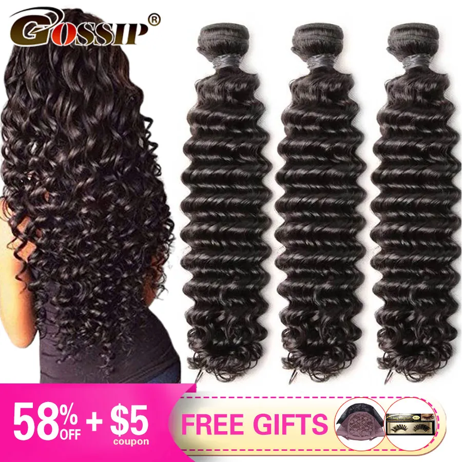 Глубокая волна пряди человеческих волос для наращивания вплетаемые сплетен 100%