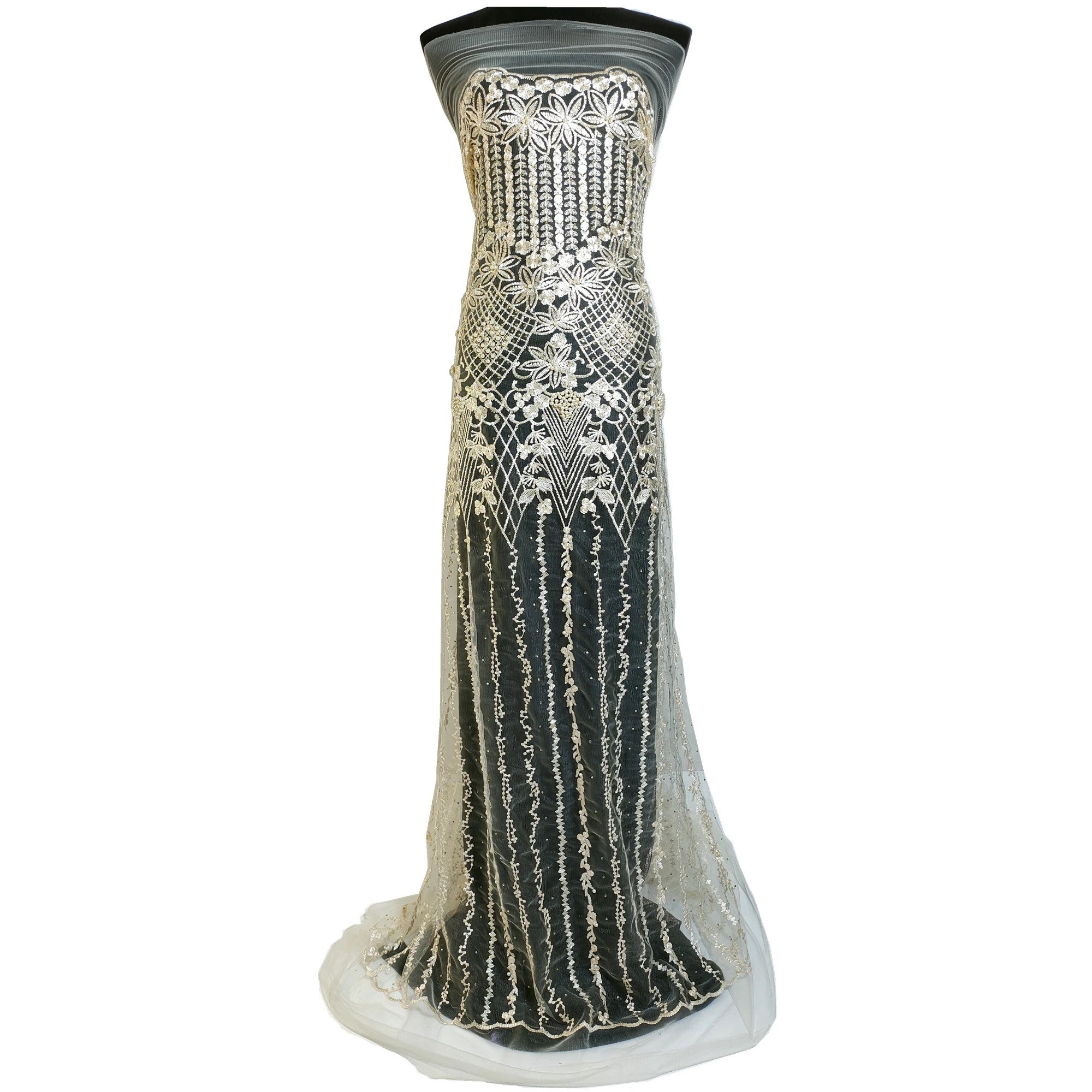 

Бежевая кружевная ткань Asoebi Bella стразы, вышитая бисером, сетчатая кружевная ткань Королевского синего цвета, доступная африканская кружевная ткань