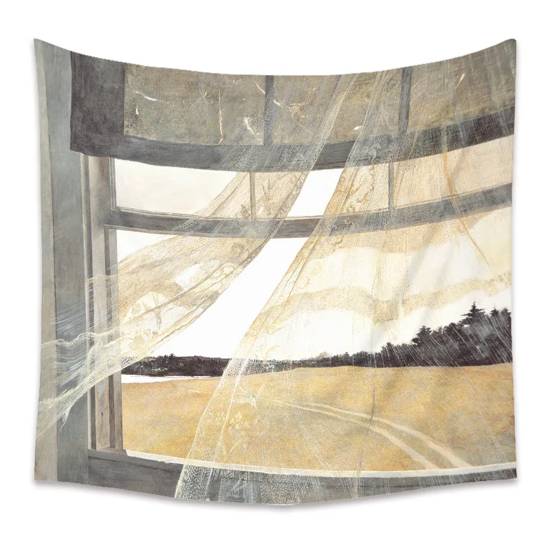 Настенный гобелен с рисунком подоконника подвесная ткань в скандинавском стиле