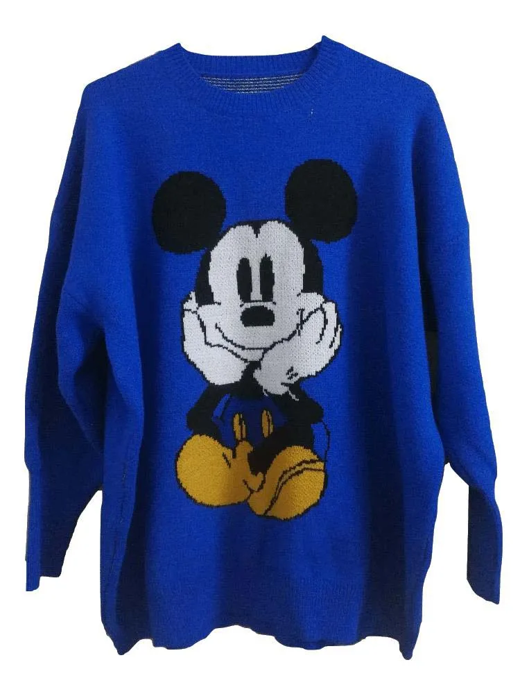 Женский свитер с Микки-Маусом Disney Свободный Повседневный средней длины