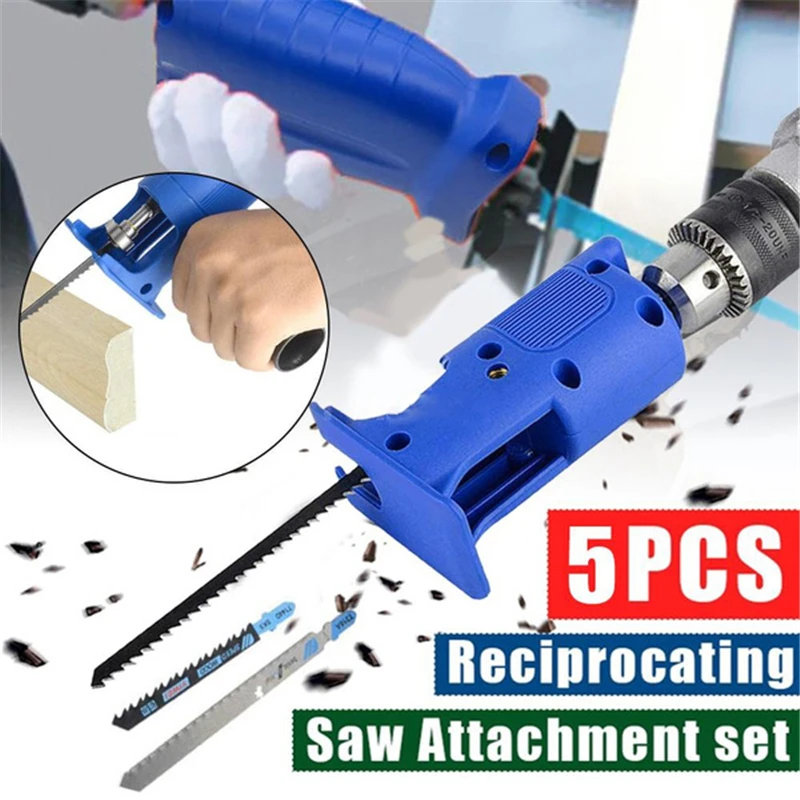 

Handheld Electric Drill Reciprocating Saw Saber Jig Saw Multifunction Woodworking Cutter Attachment Adapter W/ 3 Saw Blade
