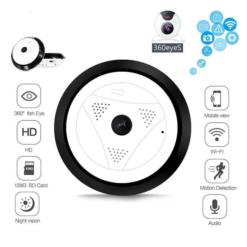 1080P HD 360 градусов видео камера Wifi панорамный P2P двухканальный АУДИО 2 МП
