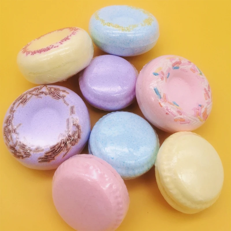

2021 New 4Pc Macarons/donuts Bath Bombs Gift Set with Essential Oils Spa Bubble for Women