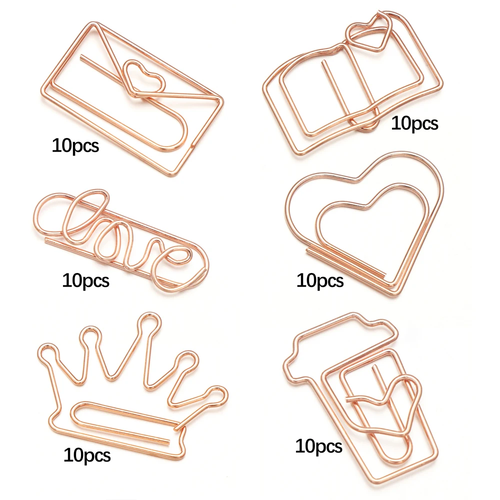 60 шт. зажимы для бумаги в виде сердца | Канцтовары офиса и дома
