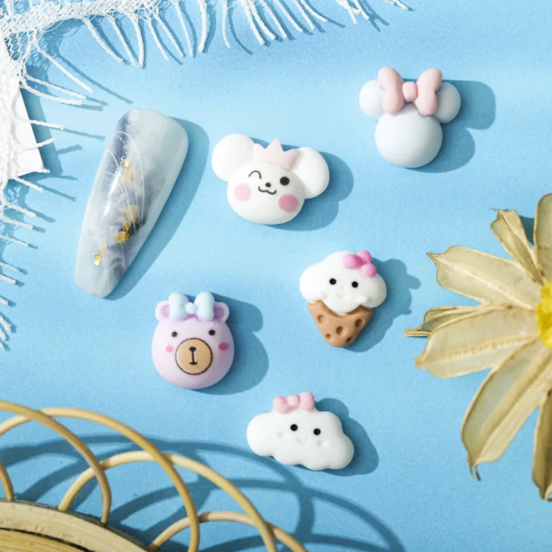 

Nail Art Doll (20 PCS) Piggy/Rabbit Series Mini Bow Tie Cloud Nail Decoration Rhinestone Cute 3D Nail Charm Pure Color 5 Styles