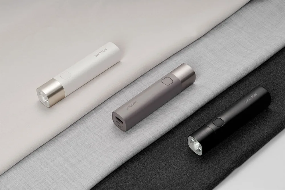 Xiaomi SOLOVE X3 светодиодный фонарик, 3000 мА/ч, Мобильная мощность, USB, многофункциональный, яркий фонарь, внешний аккумулятор, портативное освещение