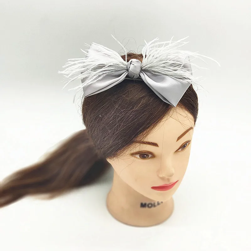 Заколка для волос однотонная с перьями модный зажим бантом женщин и девочек
