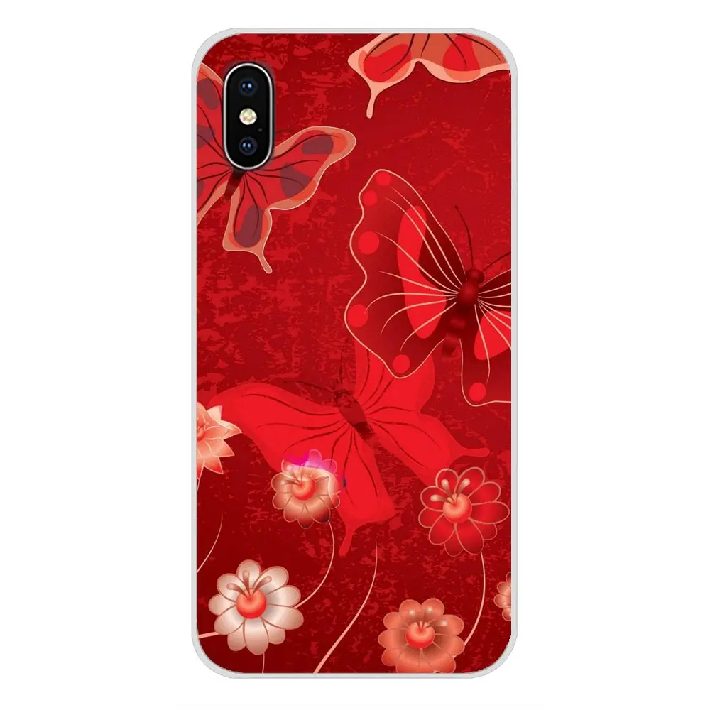 Phone Cases Covers Red butterfly on white roses flower For Apple iPhone X XR XS 11Pro MAX 4S 5S 5C SE 6S 7 8 Plus ipod touch 5 6 | Мобильные