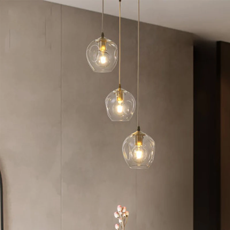 

All copper molecular magic bean simple modern three head bar restaurant creative Glass Chandelier