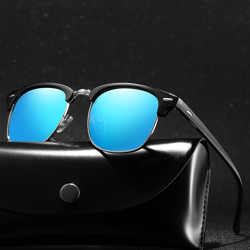 С Чехол поляризационные солнцезащитные очки для женщин с плоскими стеклами и