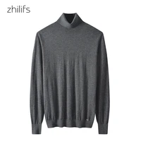 high quality 2021 spring and autumn sweater men turtleneck long sleeved sweaters 16 needle superfine merino wool knitted tees