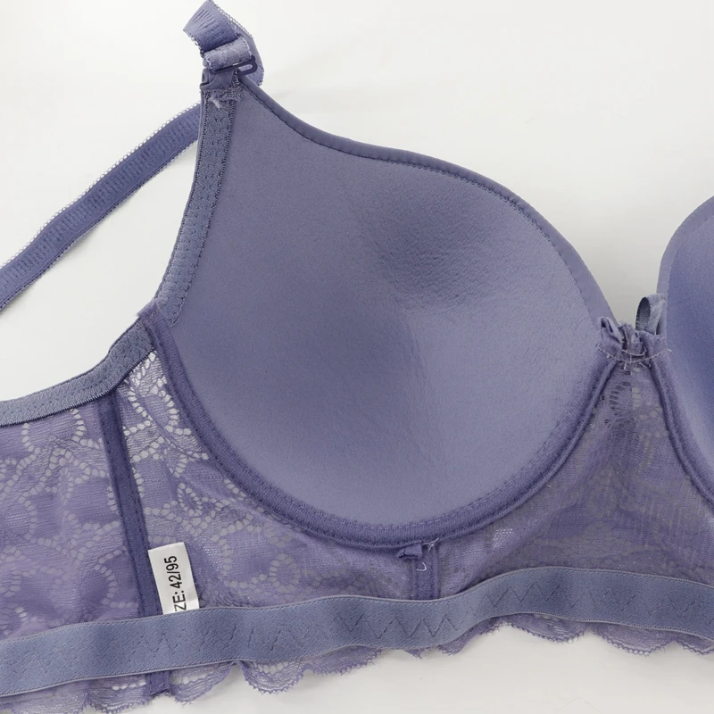 Beauwear Lace Band Longlined Bra Female Brassiere Lingerie Unlined Push Up Seamless Comfortable Full Coverage Plus Size 42D-48DD | Женская