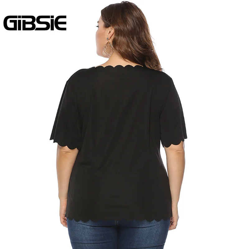 Женская футболка с круглым вырезом GIBSIE повседневная Однотонная коротким рукавом