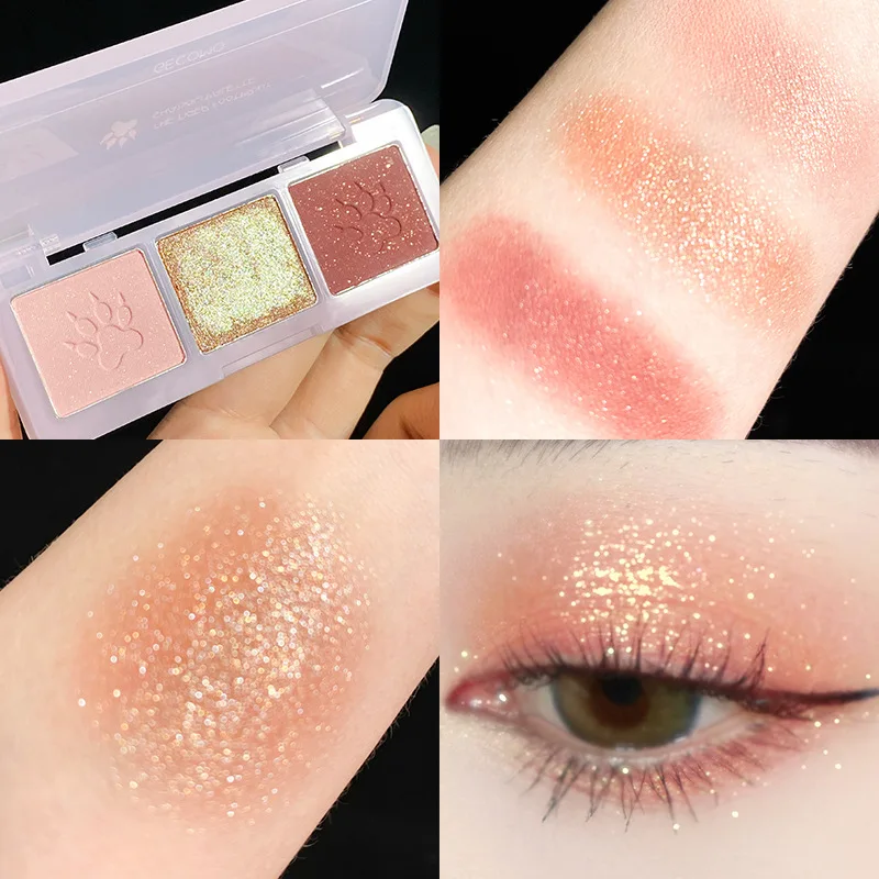 3 Color Eye Shadow Palette Pearlescent Matte Texture Milk Tea Earth Fine Shimmer Long-lasting Eyes Makeup Tool |