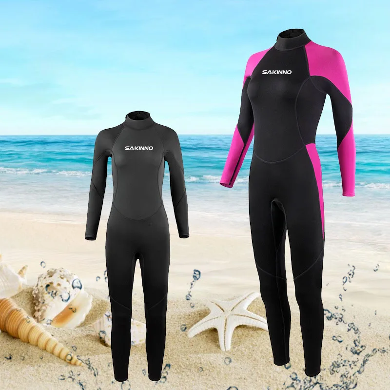 3MM Neoprene Wetsuit women Scuba Long-sleeved Diving suit Spearfishing Snorkeling Surfing one piece swimsuit winter Wetsuit