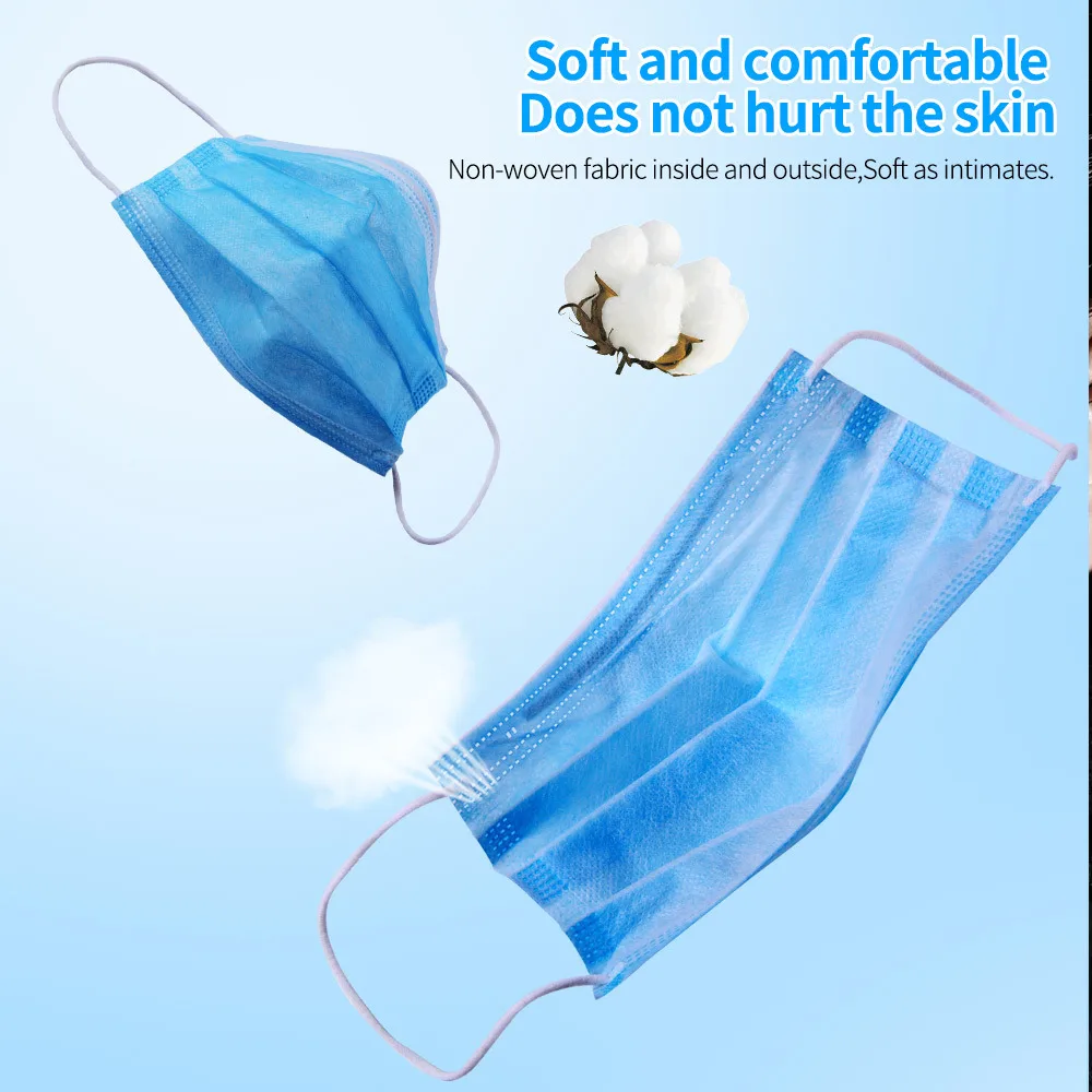 

In Stock 10-100 Pcs Disposable Non-woven 3-layer Face Mask Anti Dust Breathable Mask with Elastic Earband Adult Mondkapje Zwart