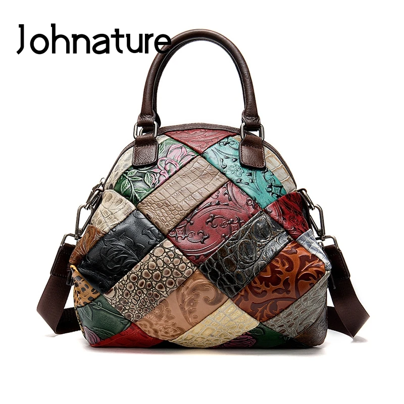 Женская винтажная сумка из натуральной кожи Johnature тоут через плечо с плетением