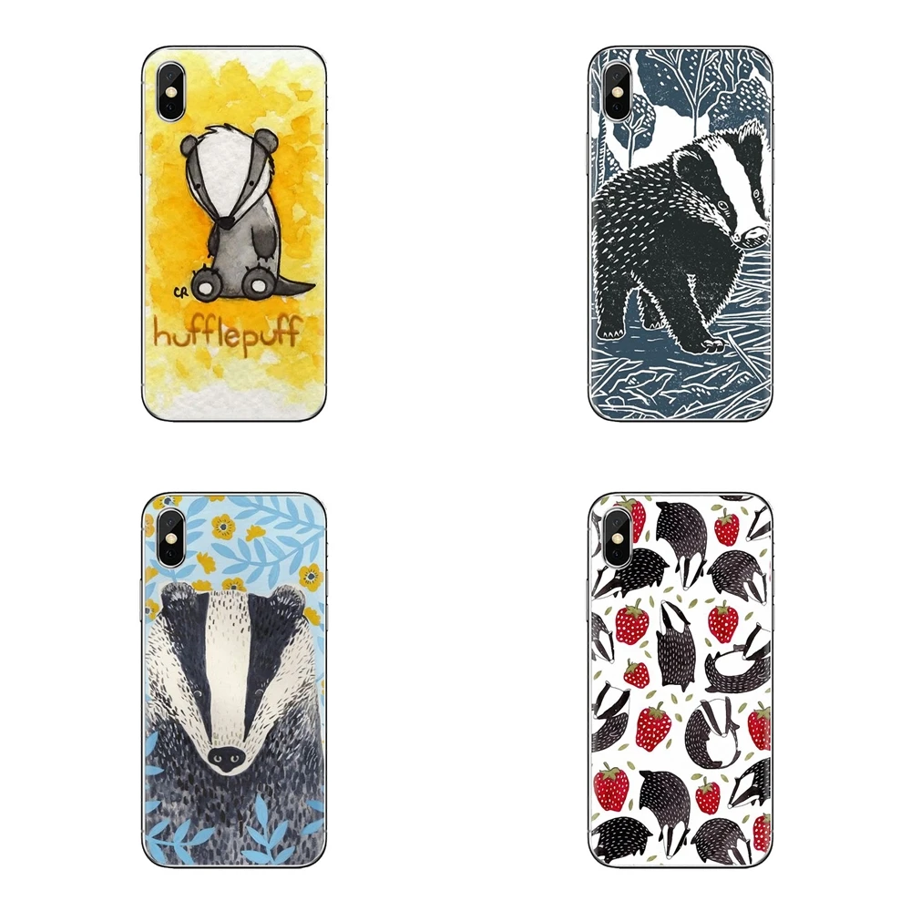 Прозрачный ТПУ чехол Breezy Badger animals для iPhone XS Max XR X 4 4s 5 5S 5C SE 6 6S 7 8 Plus samsung Galaxy J1 J3 J5 J7 A3 A5