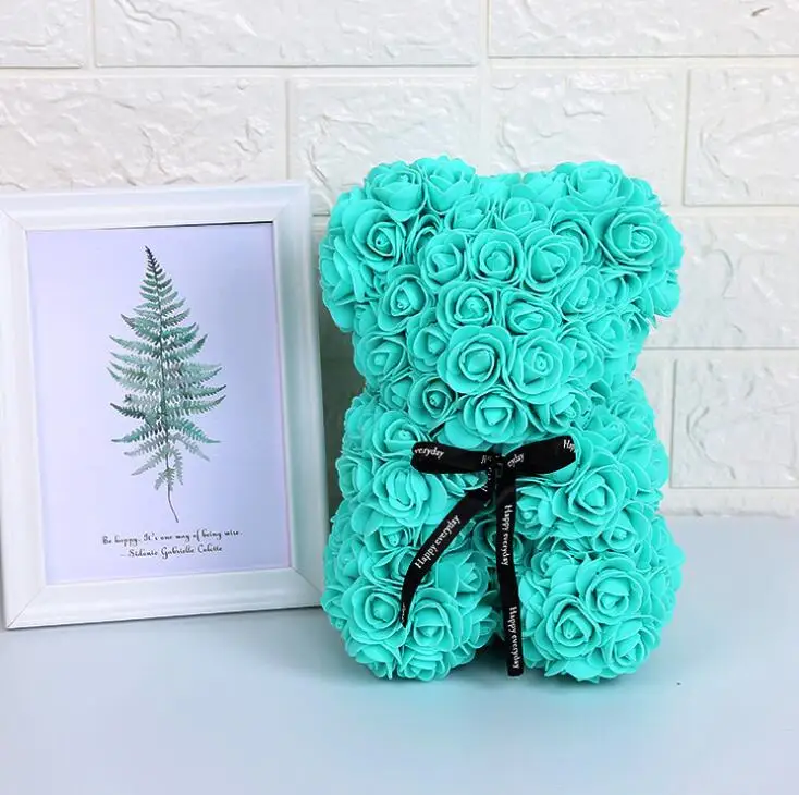 Tiffany Blue Искусственные цветы 25 см Роза медведь девушка Юбилей Рождество День Святого Валентина подарок на день рождения для свадебной вечеринки - Цвет: Tiffany Blue